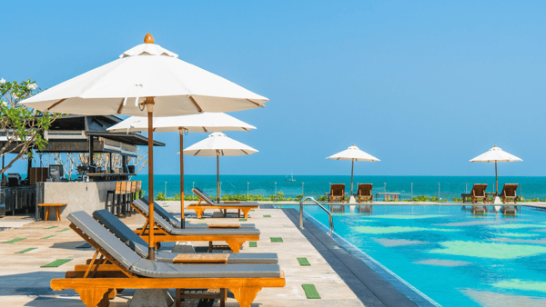 a swimming pool in an all-inclusive beach resort