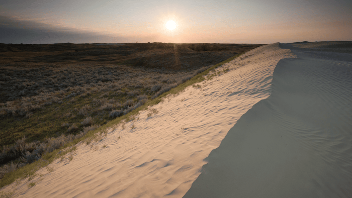 view during sunset at The Great Sandhills Saskatchewan