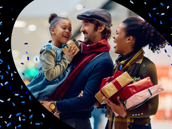 family doing holiday shopping