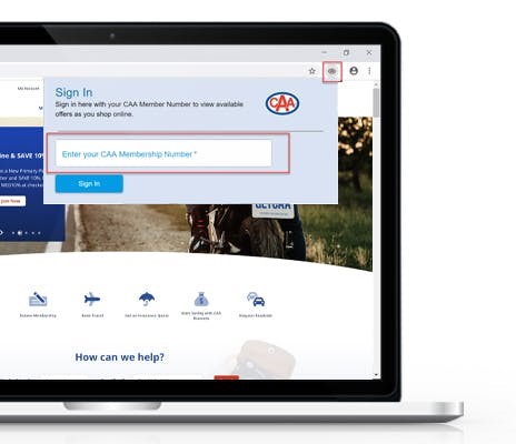Image of CAA North & East Ontario website with login screen for CAA Rewards Assistant showing